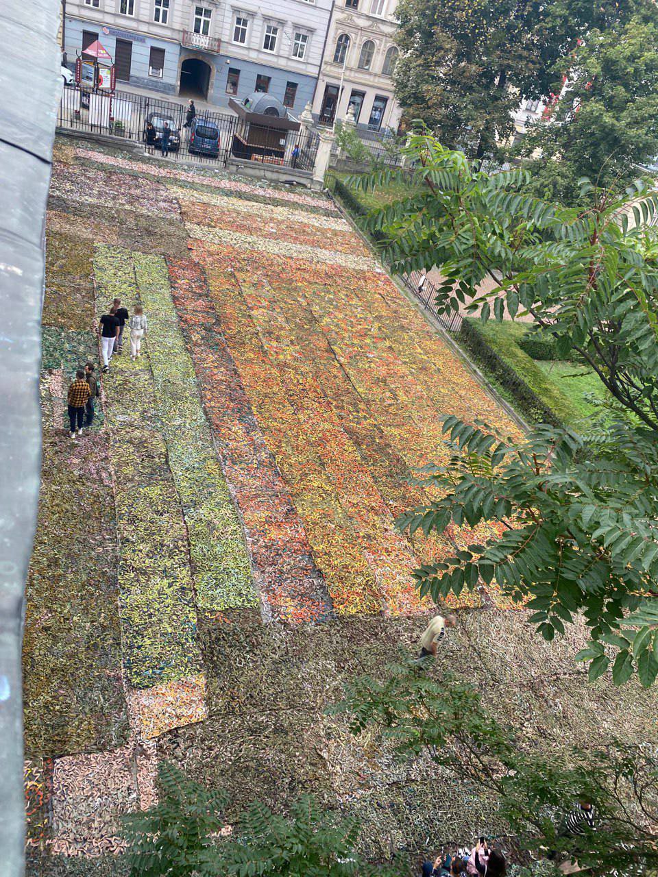 Во Львове сплели самую большую маскировочную сетку в Украине и установили национальный рекорд (фото)